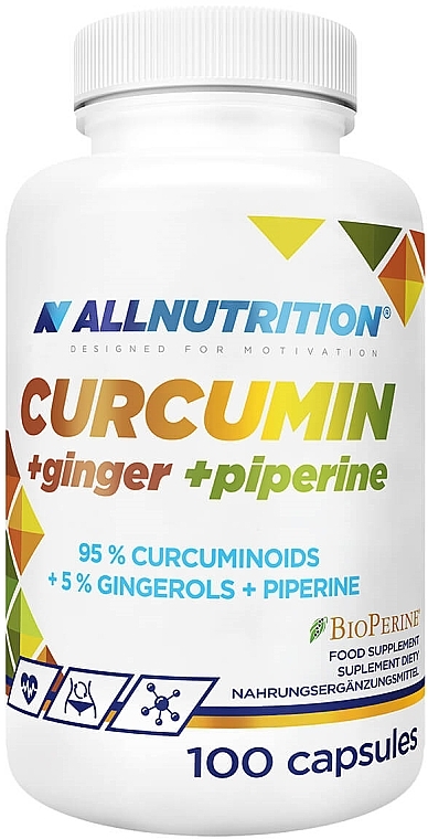  Turmeric, Ginger, Piperine Dietary Supplement - Allnutrition Curcumin Ginger Piperine Suplement Diety — photo N1