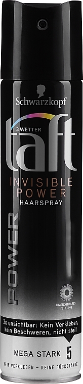 Invisible Hold Hair Spray "Power" - Schwarzkopf Taft Invisible Power Mega Strong Hairspray — photo N3