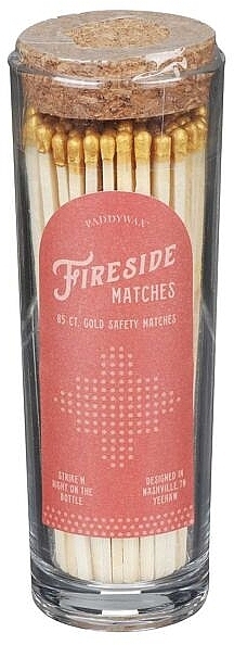 Safe Candle Matches, in a glass jar, gold tip - Paddywax Fireside Gold Safety Matches — photo N1