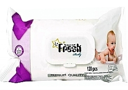 Fragrances, Perfumes, Cosmetics Wet Wipes, with flap, 120 pcs. - Fresh Baby Jumbo Pack