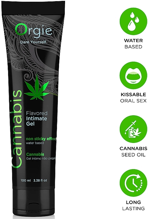 Edible Water-Based Lubricant, cannabis - Orgie Lube Tube Flavored Intimate Gel Cannabis — photo N2