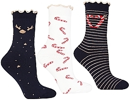 Women Christmas Socks, CSL300-092, blue - Moraj — photo N3