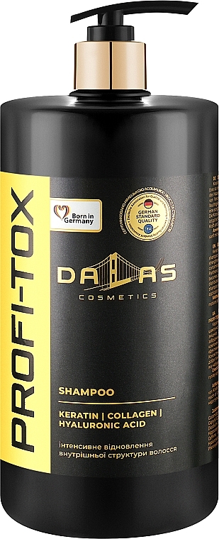 Keratin, Collagen & Hyaluronic Acid Shampoo - Dalas Cosmetics Profi-Tox Shampoo — photo N1