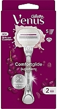 Fragrances, Perfumes, Cosmetics Shaver with 2 Replaceable Cassettes - Gillette Venus Comfortglide Sugarberry