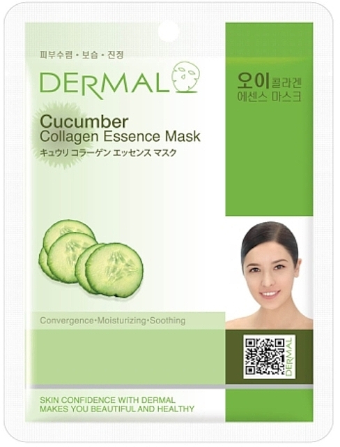 Collagen Sheet Face Mask with Cucumber - Dermal Cucumber Collagen Essence Mask — photo N1