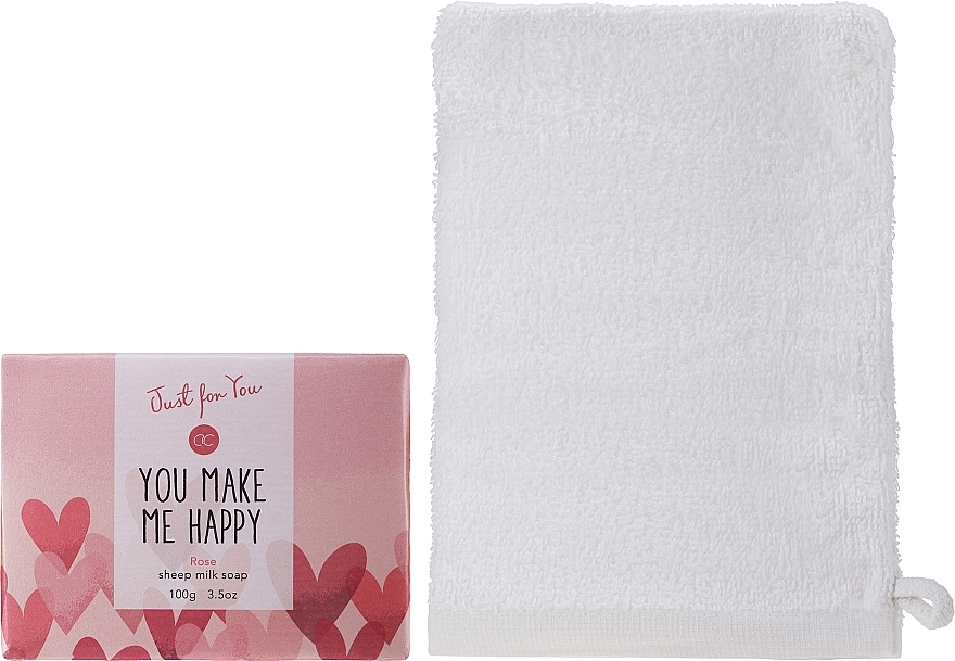Bath Set "You make me happy" - Accentra Just For You Rose Sheep Milk Soap — photo N2