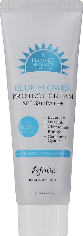 Sunscreen with Blue Herb Extracts - Esfolio Blue Flower Protect Cream SPF 50+/PA+++ 5 Flower Extracts Complex — photo N1