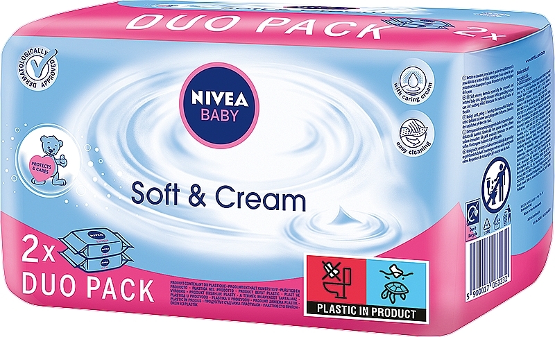 Wet Wipes ‘Baby’ 2x63pcs - NIVEA Baby Soft & Cream — photo N2