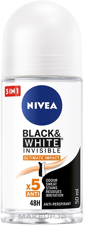 5in1 Roll-On Deodorant Antiperspirant - Nivea Black & White Invisible Ultimate Impact 5in1 Roll-On — photo 50 ml