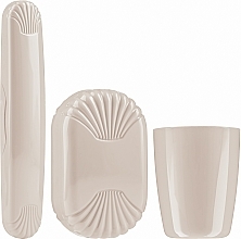 Travel Set, beige - Sanel Comfort II (cup1/pcs + toothbr/case/1pcs + soap/case/1pcs) — photo N1