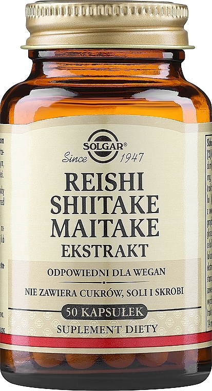 Dietary Supplement "Reishi Shiitake Maitake Mushroom" - Solgar Reishi Shiitake Maitake Mushroom Extract — photo N1