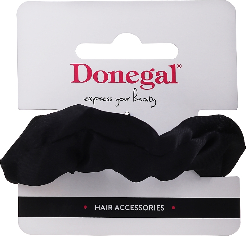 Hair Scrunchie, FA-5674, fabric, black - Donegal — photo N1