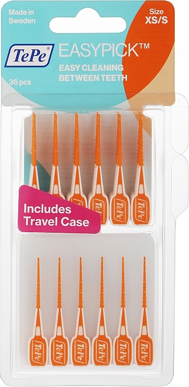 Silicone Toothpicks + Travel Case, orange, 36 pcs - TePe TePe EasyPick XS/S — photo N1