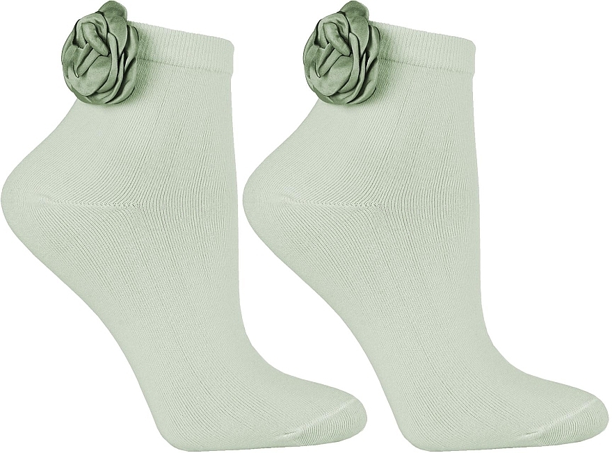 Women's Socks with Flower 'Glamor', green - Moraj — photo N2