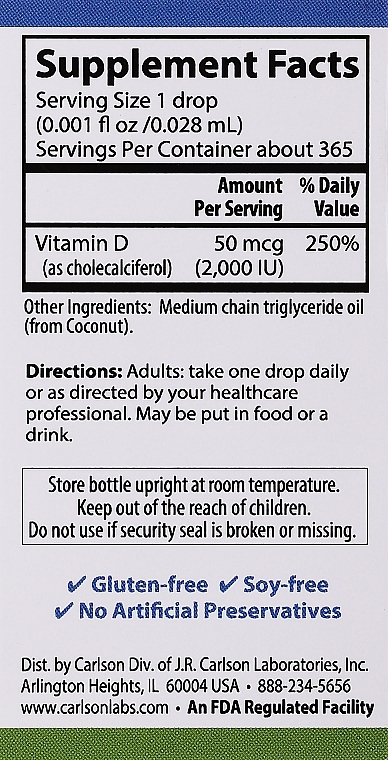 Liquid Vitamin D3, 2000 mg - Carlson Labs Super Daily D3 — photo N3