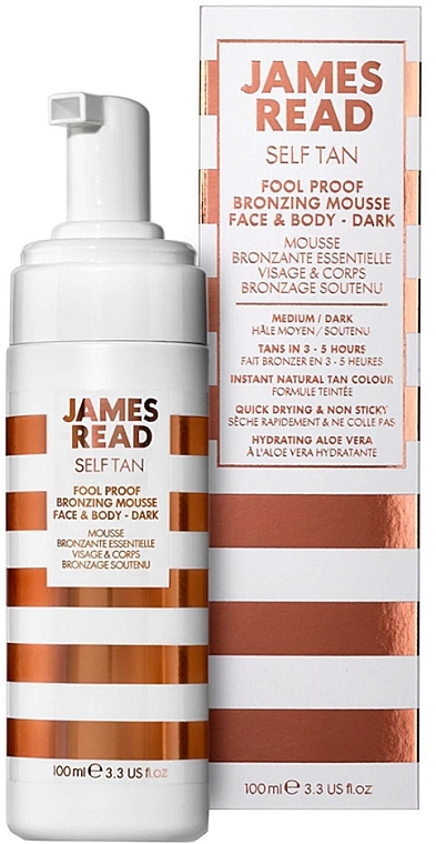 Bronzing Face & Body Mousse for Beginners, dark - James Read Self Tan Fool Proof Bronzing Mousse Face & Body Dark — photo N2