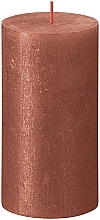 Fragrances, Perfumes, Cosmetics Cylinder Candle Amber, 130/68 mm - Bolsius Rustic Shimmer Metallic Candle