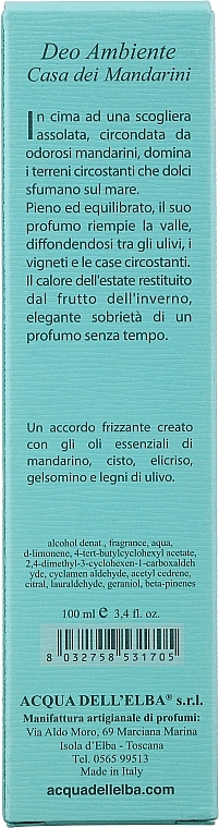 Home Fragrance Spray - Acqua Dell Elba Casa Dei Mandarini Room Spray — photo N3