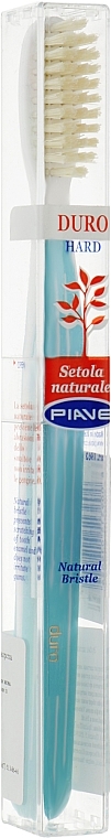 Toothbrush with Natural Bristles, hard, light blue - Piave — photo N1