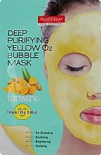 Deep Face Cleansing Oxygen Mask "Turmeric" - Purederm Deep Purifying Yellow O2 Bubble Mask — photo N1