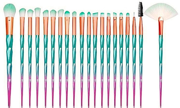 Makeup Brush Set, 20 pcs, multicolored - Deni Carte — photo N1