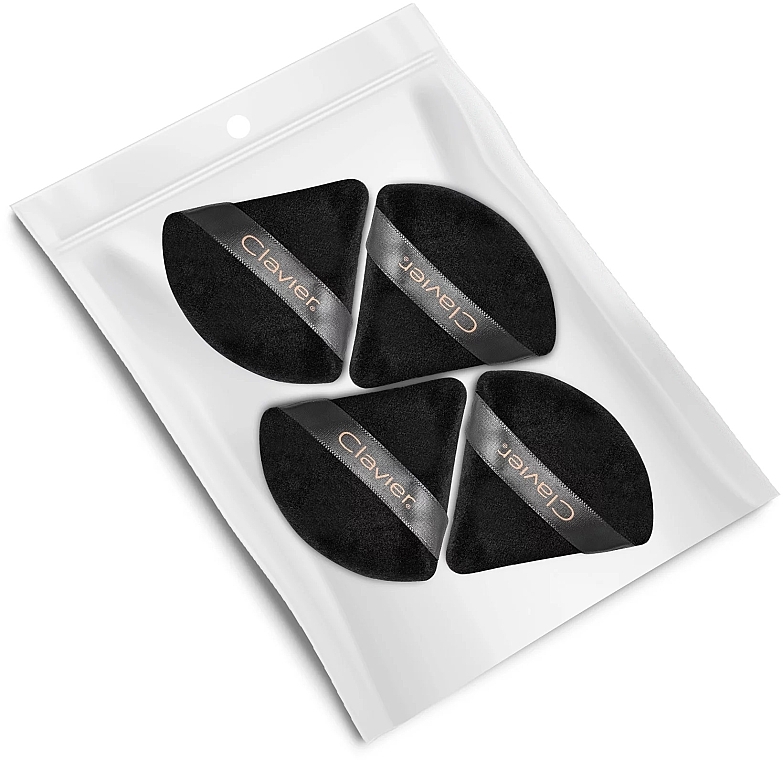 Makeup Sponge 'Triangular Puff', black, 4 pcs. - Clavier — photo N1