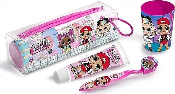 Set - Cartoon Lol Surprise Set (toothpaste/75ml + toothbrush/1pcs + glass/1pcs + case/1pcs) — photo N1