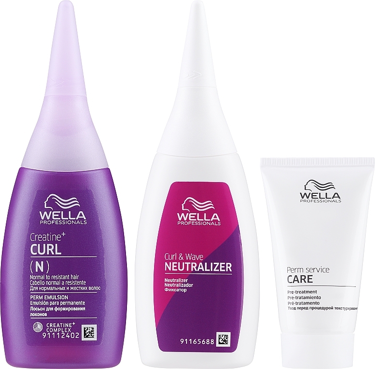 Perm Set for Normal & Coarse Hair - Wella Professionals Creatine+ Curl (h/lot/75ml + h/neutr/100ml + treatm/30ml) — photo N2