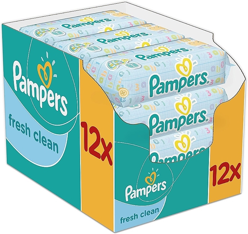 Baby Wet Wipes, 12x64 pcs - Pampers Fresh Clean Wipes — photo N1