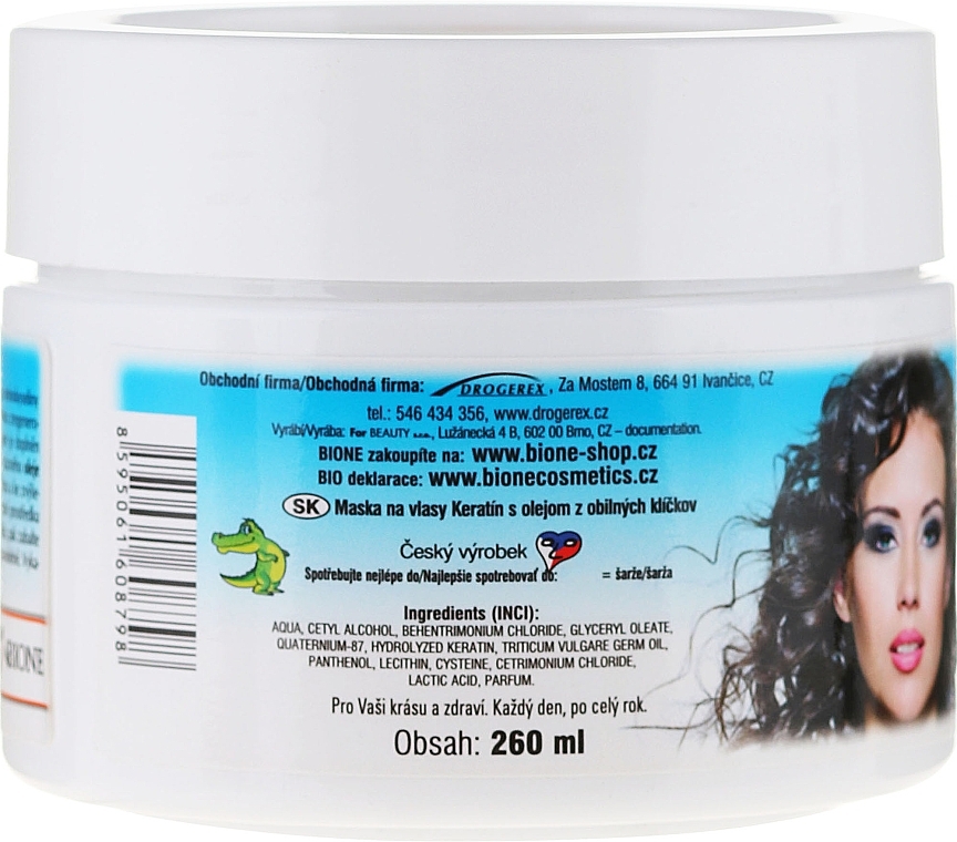 Creamy Hair Mask - Bione Cosmetics Keratin + Grain Sprouts Oil Cream Hair Mask — photo N3