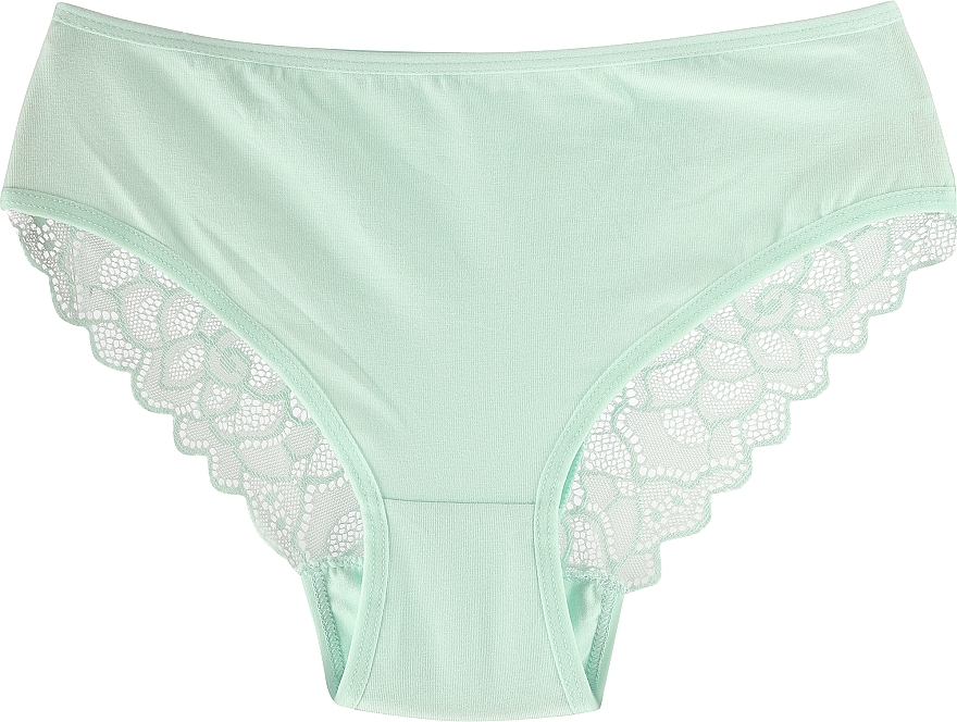 Women Cotton Panties with Lace Back, mint - Moraj — photo N1