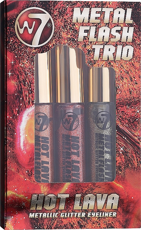 Set - W7 Hot Lava Metallic Glitter Trio Eyeliner (eye/liner/3x7ml) — photo N1