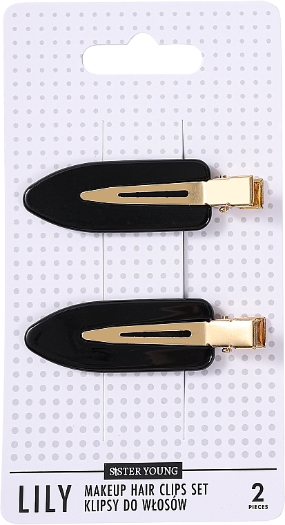 Hair Clip Set, 2 pcs. - Sister Young Lily Black — photo N1