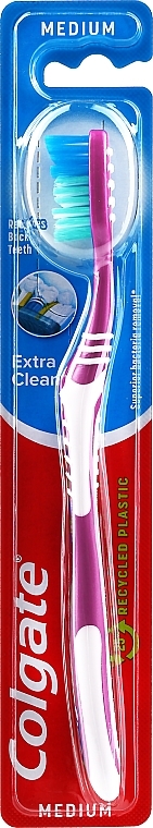 Medium Toothbrush, crimson - Colgate Extra Clean Medium — photo N1