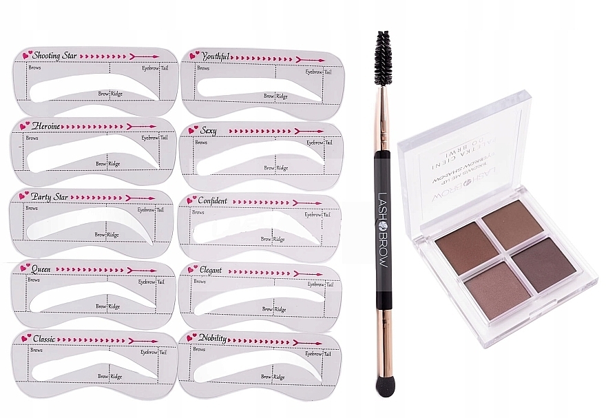 Brow Set - Lash Brow Stamp Brows 10 Palette (br/shadow/5.6g + brush + acc) — photo N1