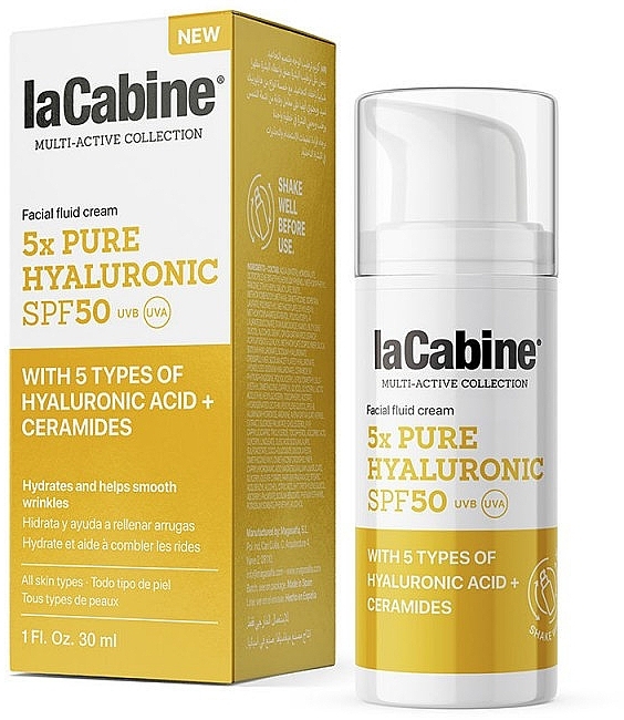 Hyaluronic Acid Face Fluid Cream - La Cabine 5X Pure Hyaluronic Facial Fluid Cream SPF50 — photo N1