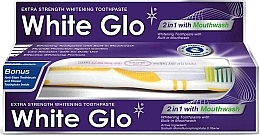 Fragrances, Perfumes, Cosmetics Set "Whitening+Mouthwash", yellow toothbrush - White Glo 2in1 Whitening Toothpaste With Mouthwash (toothpaste/100ml + toothbrush)