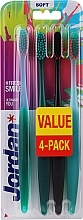 Fragrances, Perfumes, Cosmetics Toothbrush Soft , 4 pcs, green-pink + green + black-orange + green-orange - Jordan Ultimate You Soft Toothbrush