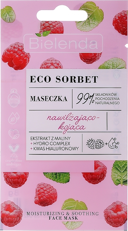 Raspberry Face Mask - Bielenda Eco Sorbet Moisturizing & Soothing Face Mask — photo N1