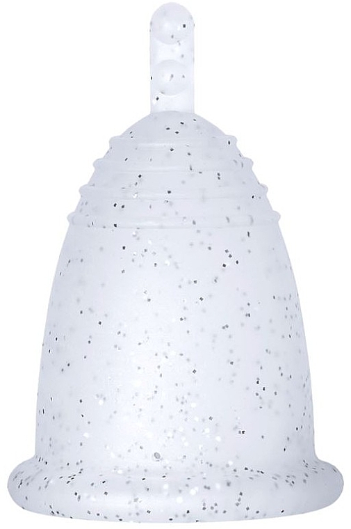 Menstrual Cup with Stem, size L, silver glitter - MeLuna Soft Menstrual Cup Stem — photo N1