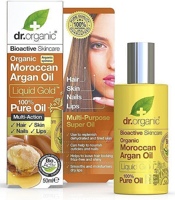 Hair & Skin Argan Oil - Dr. Organic Bioactive Skincare Argan Oil Liquid Gold Pure Oil — photo N1