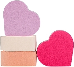 Fragrances, Perfumes, Cosmetics Foundation & Concealer Sponge Set "Heart", PF-55, multicolor - Puffic Fashion