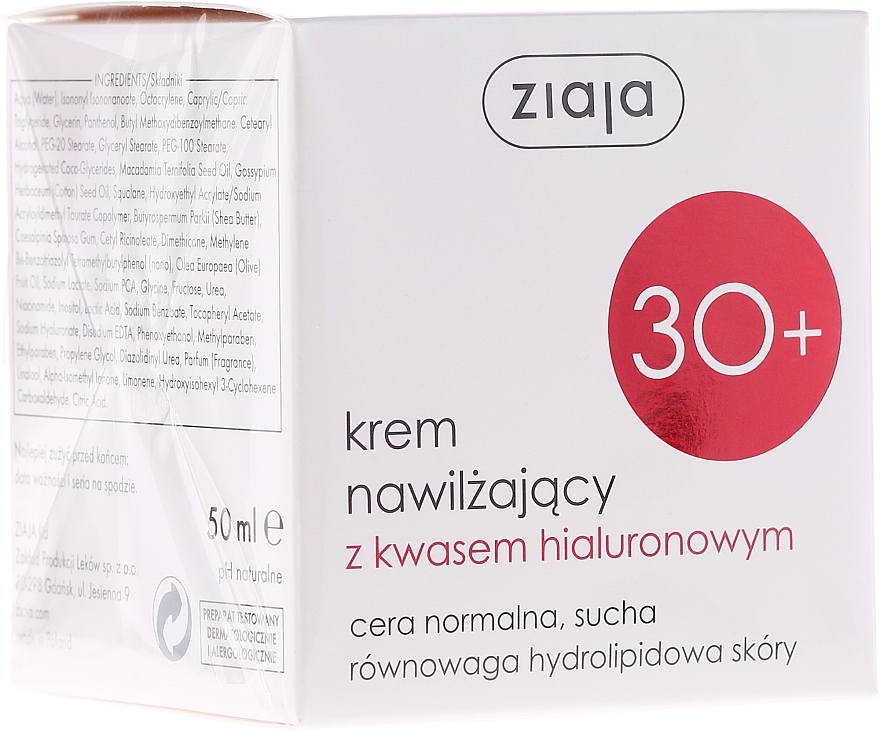 Dry and Normal Skin Moisturizing Face Cream "30+" - Ziaja Moisturizing Cream — photo N2