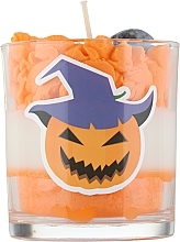 Halloween Decorative Candle, pumpkin with purple hat - KawiLamowski Scented Candle — photo N1