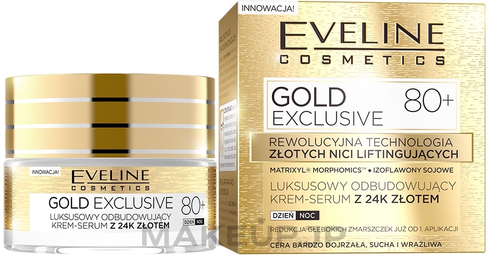 Restoring Cream Serum Day and Night 80+ - Eveline Cosmetics Gold Exclusive 80+ — photo 50 ml