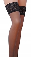 Stockings with Lace Band ST004, 17 Den, grigio/nero - Passion — photo N2