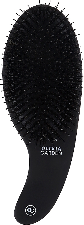 Massage Hair Brush, combined bristles, black - Olivia Garden Expert Care Curve Boar & Nylon Bristles Matt Black — photo N1