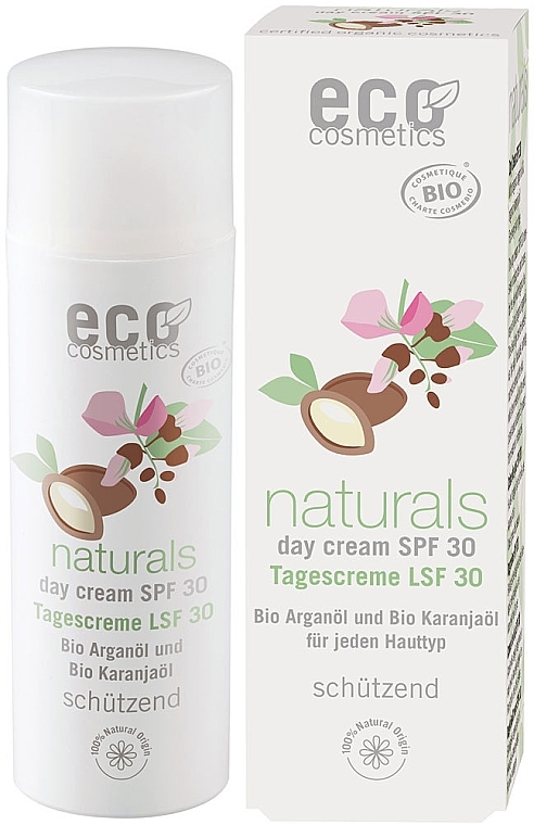 アルガンオイルとカランジャオイルを配合したデイフェイスクリーム - Eco Cosmetics Naturals Day Cream SPF30 — photo N1