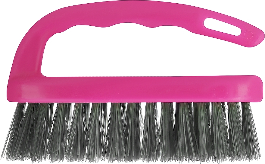 Large Hand and Nail Brush, pink with grey bristles - LULA — photo N1