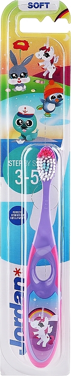 Kids Toothbrush Step 2 (3-5) soft, purple, unicorn - Jordan — photo N1